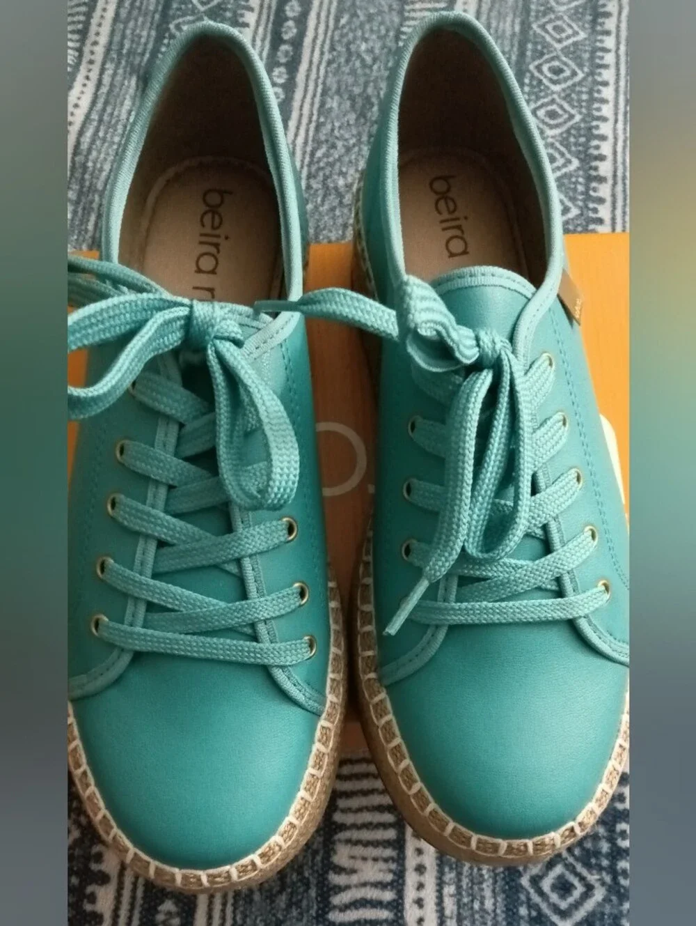 Casual Women's Turquoise Lace-Up Espadrille Sneakers